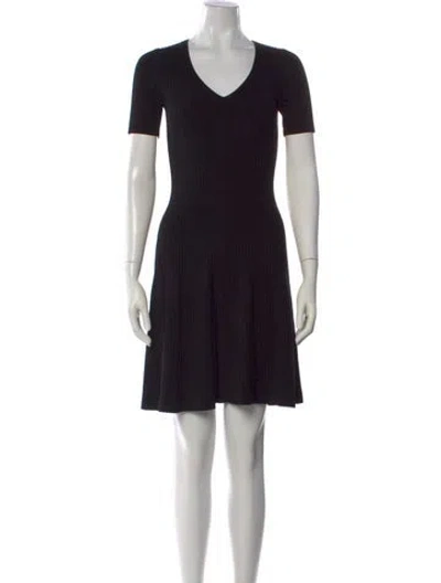 Pre-owned Theory V-neck Mini Dress In Black