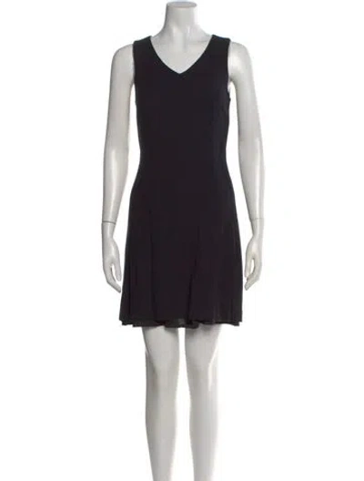 Pre-owned Theory V-neck Mini Dress In Black