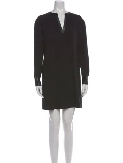 Pre-owned Theory V-neck Mini Dress In Black