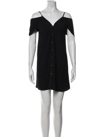 Pre-owned Theory V-neck Mini Dress In Black