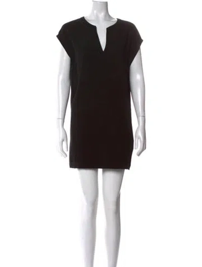 Pre-owned Theory V-neck Mini Dress In Black