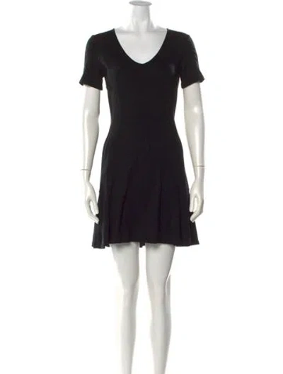 Pre-owned Theory V-neck Mini Dress In Black