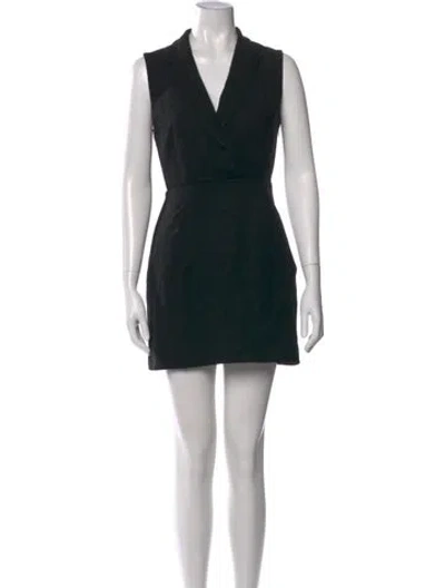 Pre-owned Theory V-neck Mini Dress In Black