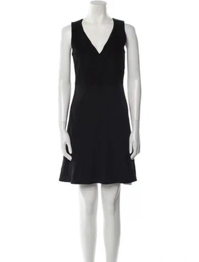 Pre-owned Theory V-neck Mini Dress In Black