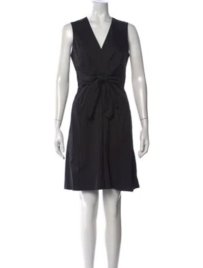 Pre-owned Theory V-neck Mini Dress In Black