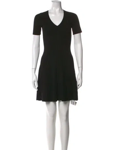 Pre-owned Theory V-neck Mini Dress In Black