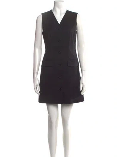 Pre-owned Theory V-neck Mini Dress In Black