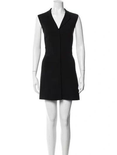 Pre-owned Theory V-neck Mini Dress In Black