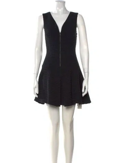 Pre-owned Theory V-neck Mini Dress In Black