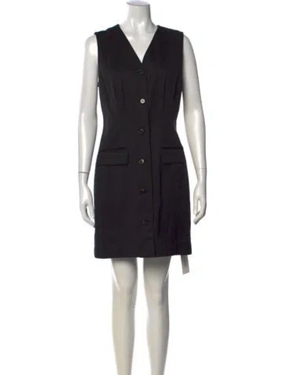 Pre-owned Theory V-neck Mini Dress In Black