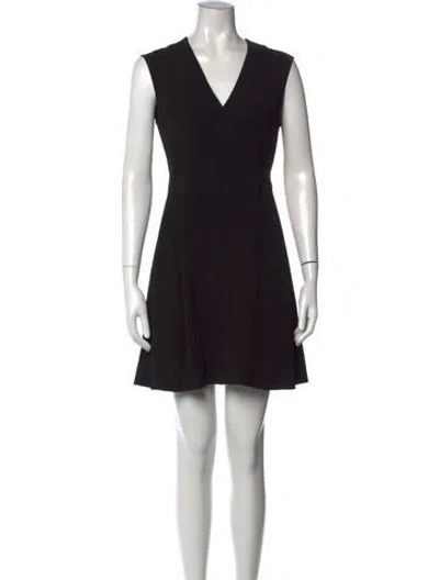 Pre-owned Theory V-neck Mini Dress In Black