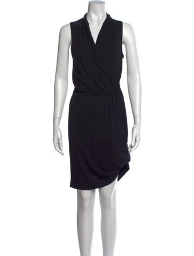 Pre-owned Theory V-neck Mini Dress In Black