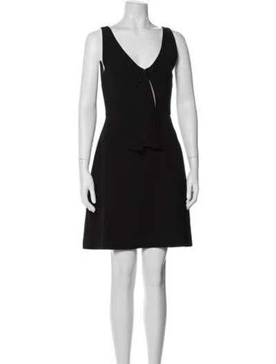 Pre-owned Theory V-neck Mini Dress In Black