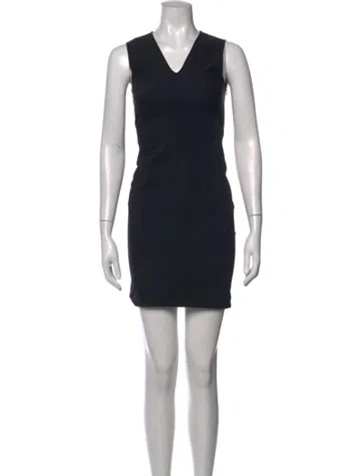 Pre-owned Theory V-neck Mini Dress In Black