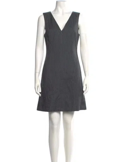 Pre-owned Theory V-neck Mini Dress In Blue