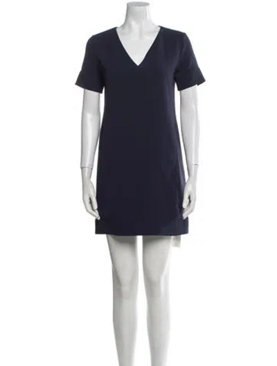 Pre-owned Theory V-neck Mini Dress In Blue