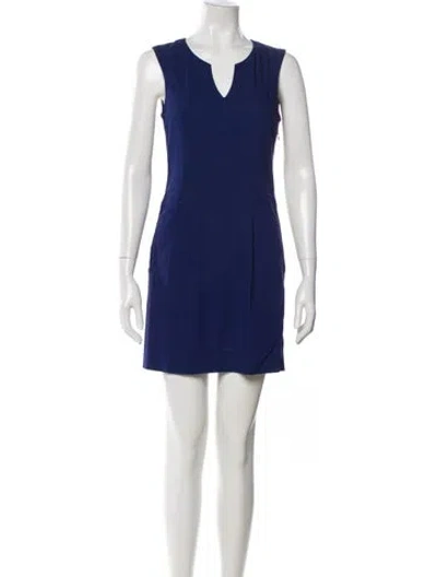 Pre-owned Theory V-neck Mini Dress In Blue