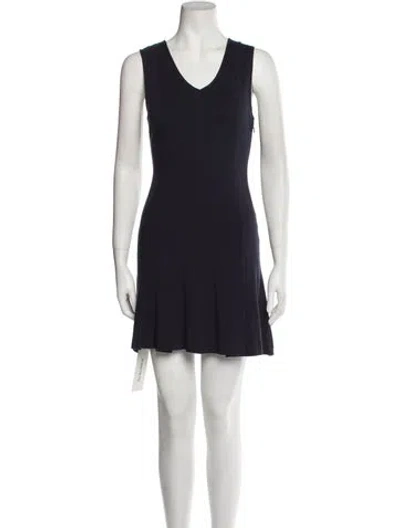 Pre-owned Theory V-neck Mini Dress In Blue