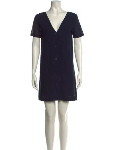 Pre-owned Theory V-neck Mini Dress In Blue