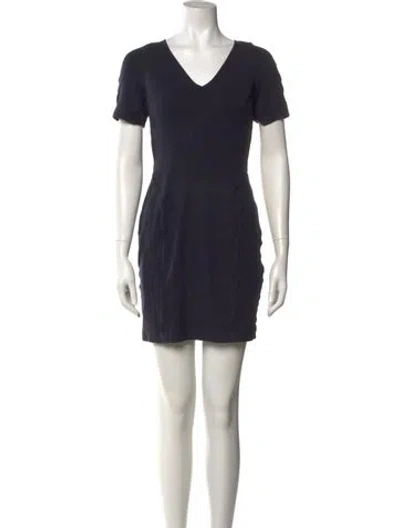 Pre-owned Theory V-neck Mini Dress In Blue