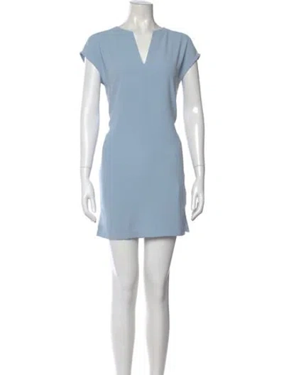 Pre-owned Theory V-neck Mini Dress In Blue