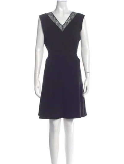 Pre-owned Theory V-neck Mini Dress In Blue