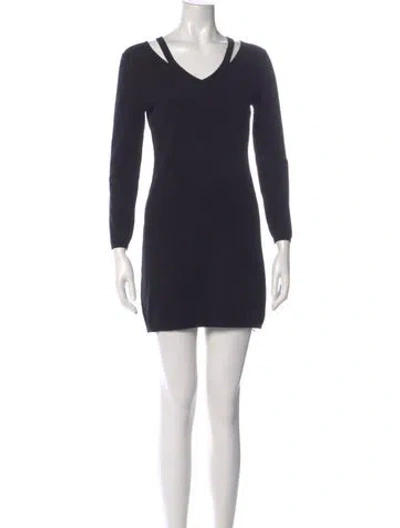 Pre-owned Theory V-neck Mini Dress In Blue