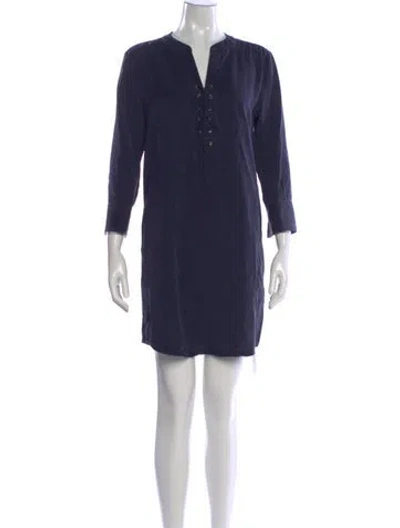 Pre-owned Theory V-neck Mini Dress In Blue