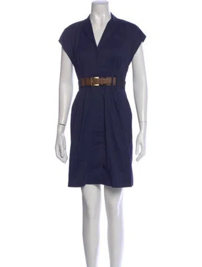 Pre-owned Theory V-neck Mini Dress In Blue