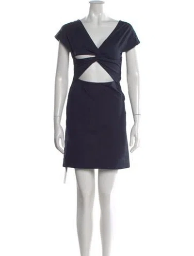 Pre-owned Theory V-neck Mini Dress In Blue