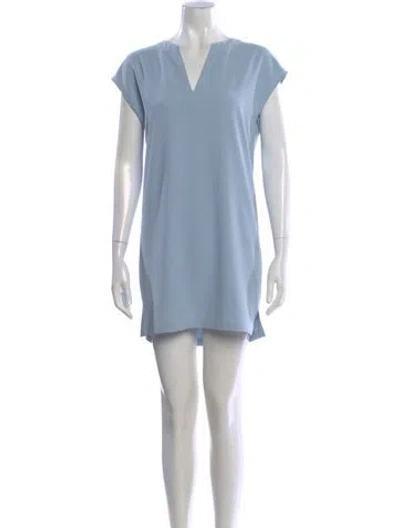 Pre-owned Theory V-neck Mini Dress In Blue
