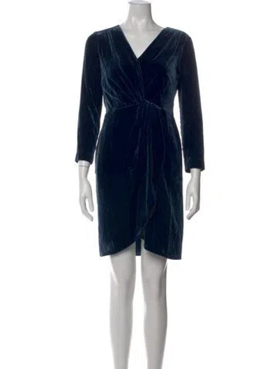 Pre-owned Theory V-neck Mini Dress In Blue