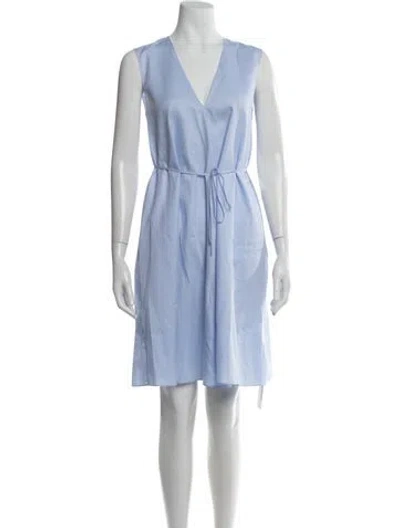 Pre-owned Theory V-neck Mini Dress In Blue