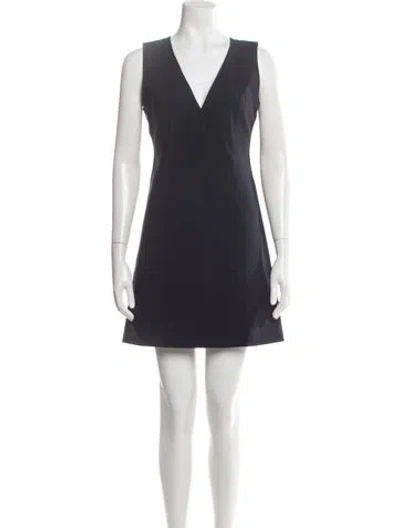 Pre-owned Theory V-neck Mini Dress In Blue