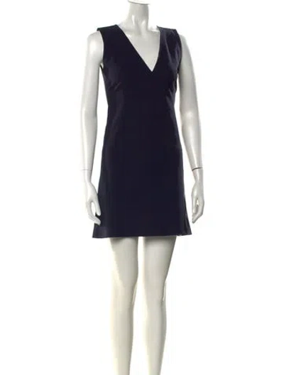 Pre-owned Theory V-neck Mini Dress In Blue