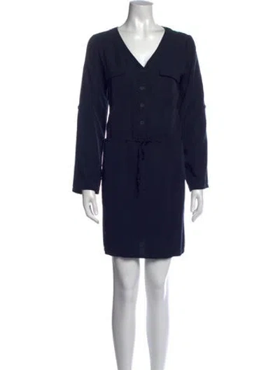 Pre-owned Theory V-neck Mini Dress In Blue