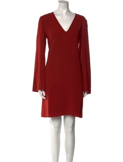 Pre-owned Theory V-neck Mini Dress In Burgundy