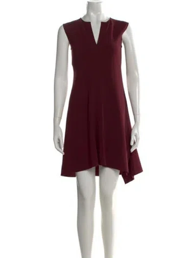 Pre-owned Theory V-neck Mini Dress In Burgundy