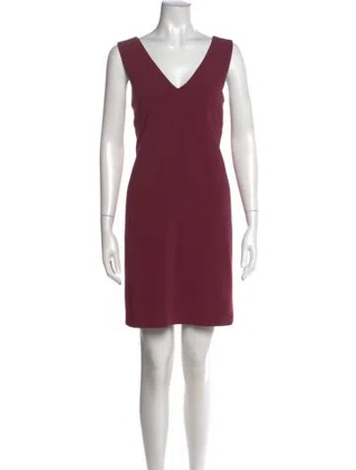 Pre-owned Theory V-neck Mini Dress In Burgundy