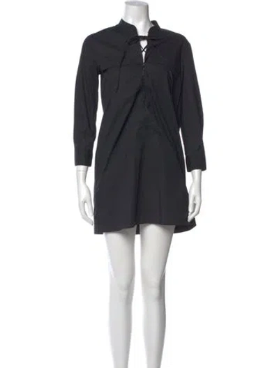 Pre-owned Theory V-neck Mini Dress In Gray