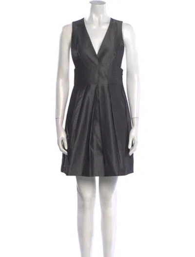 Pre-owned Theory V-neck Mini Dress In Gray