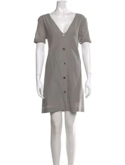 Pre-owned Theory V-neck Mini Dress In Gray
