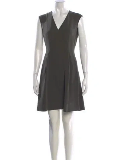 Pre-owned Theory V-neck Mini Dress In Gray