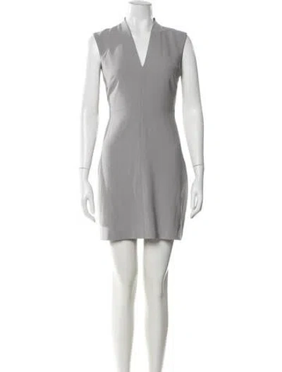 Pre-owned Theory V-neck Mini Dress In Gray