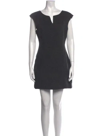 Pre-owned Theory V-neck Mini Dress In Grey