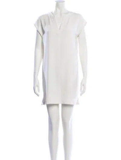 Pre-owned Theory V-neck Mini Dress In Neutral