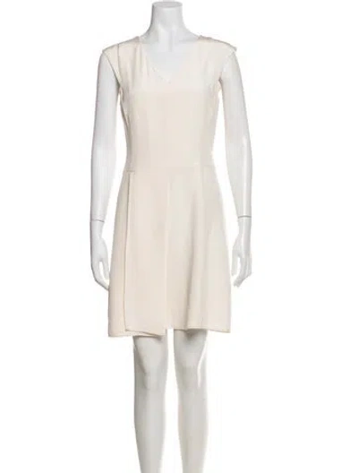 Pre-owned Theory V-neck Mini Dress In Neutral