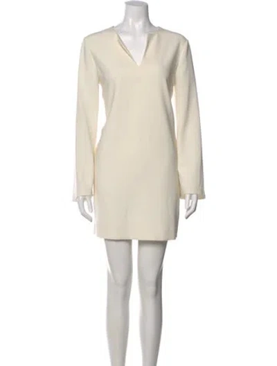 Pre-owned Theory V-neck Mini Dress In Neutral