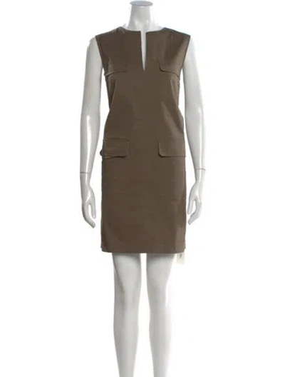 Pre-owned Theory V-neck Mini Dress In Neutral