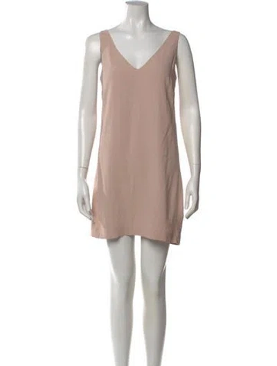 Pre-owned Theory V-neck Mini Dress In Neutral